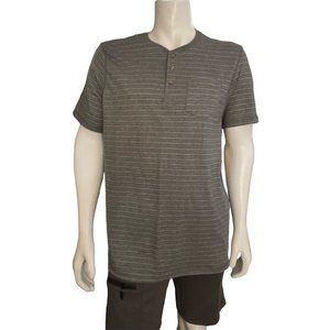 Mens Henley T-shirt Size XL Lee Iron Striped Short Sleeve